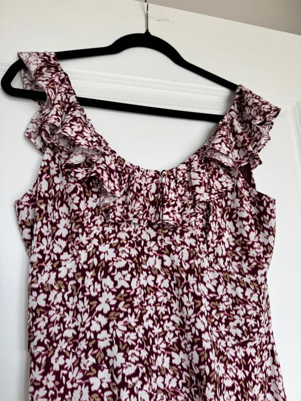 NWOT! MADEWELL Ruffled Scoopneck Maxi Dress Emma Floral Burgundy Size 4 🌸 - Picture 6 of 15